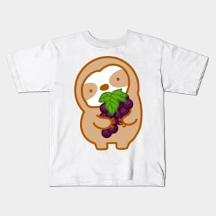 Cute Grapes Sloth Kids T-Shirt